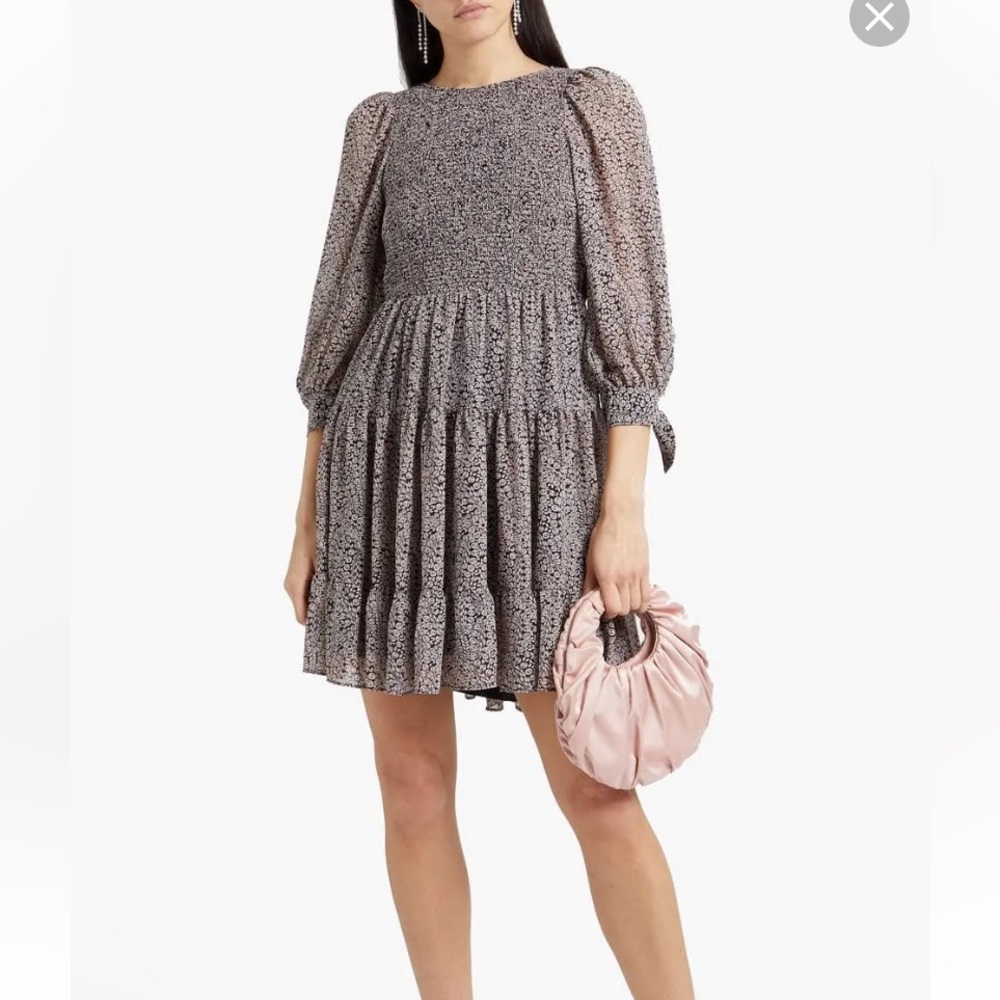 CINQ À SEPT Annabelle open-back printed crepe de chine mini dress - Picture 3 of 14